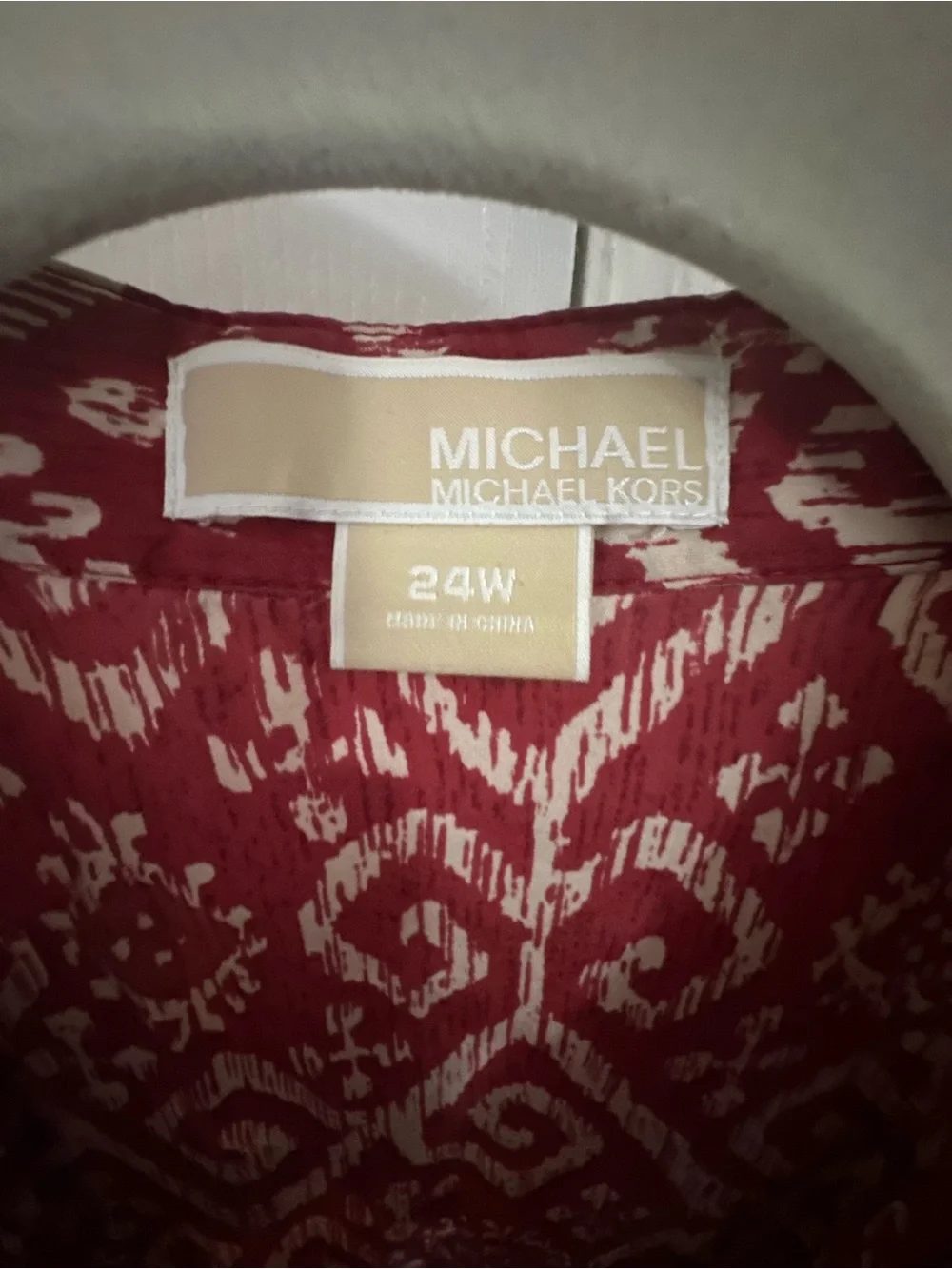 Michael Kors Red and White Ikat Tunic Top